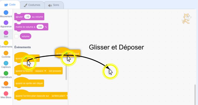 Glisser déposer bloc