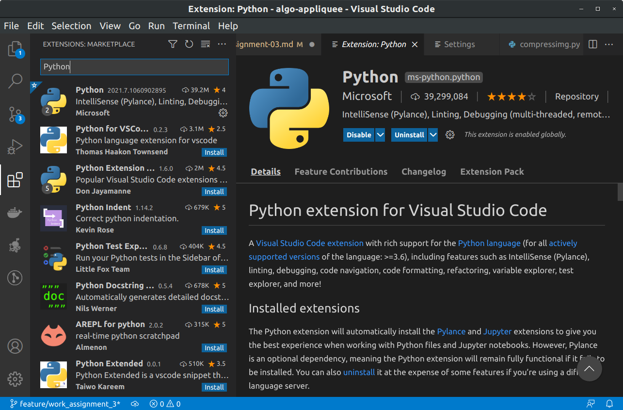 Python dans Visual Studio Code